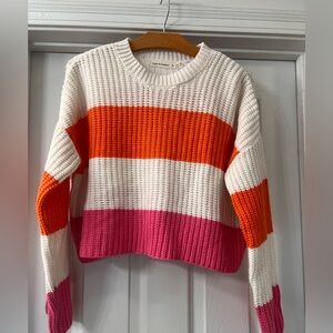 Moon and Madison  Orange and Pink Striped Sweater
